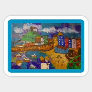 Atmospheric view of Tenby, Pembrokeshire Sticker